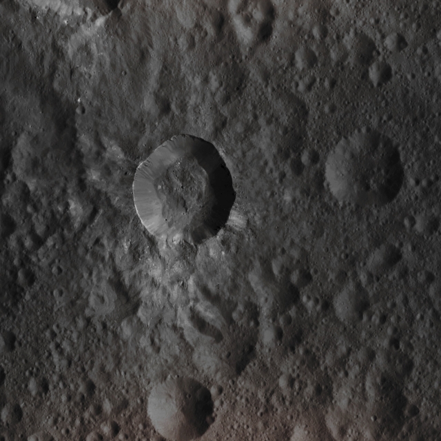 Unnamed and unusually-looking Impact Crater on 1-Ceres (CTX Frame)